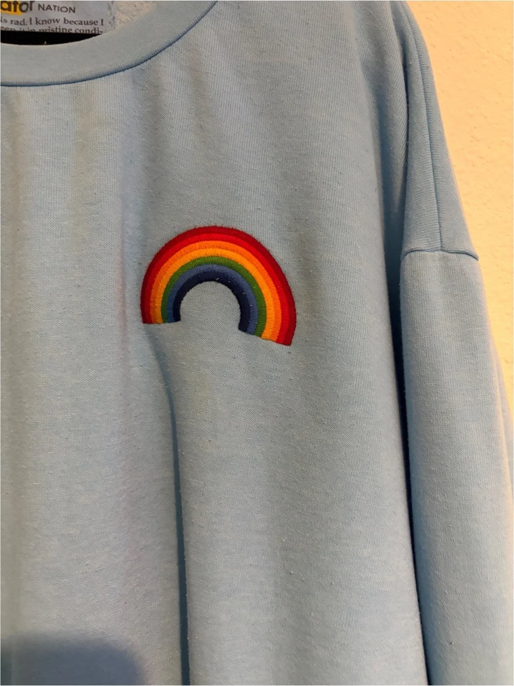 #1806 Aviator Nation RAINBOW EMBROIDERY RELAXED CREW SWEATSHIRT & Pant Set XL